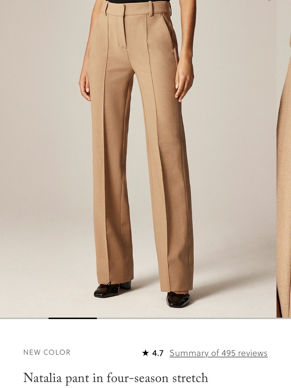 J. Crew Natalia Camel straight -Leg High-Rise Trousers - Picture 3 of 7